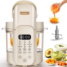 9 in 1 Baby Food Maker,Auto Glass Baby Food Processor Steamer Puree Blender with 6 Blades, One Step Cook Grinding, 3 Stage, Touch Screen Control