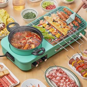 Electric Hot Pot with Grill,1600W 3-in-1 Smokeless Raclette Table Grill for Kitchen, Barbecue Shabu Hot Pot with Non-Stick Cooking Removable Plat