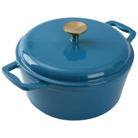 4.75qt Oven-Safe Cast Iron Ceramic Enamel Round Dutch Oven, Blue
