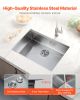 27 inch Kitchen Sink Workstation, 304 Stainless Steel Undermount Sink, Drop-In Single Bowl Farmhouse Basin with Ledge & Multiple Accessories