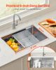 27 inch Kitchen Sink Workstation, 304 Stainless Steel Undermount Sink, Drop-In Single Bowl Farmhouse Basin with Ledge & Multiple Accessories