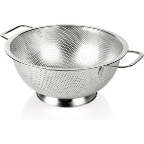 Stainless Steel Colander, 3 Quart Kitchen Strainer, Durable Food Drainer For Washing Fruits, Vegetables, Pasta & Food Preparation (Option: Silver)