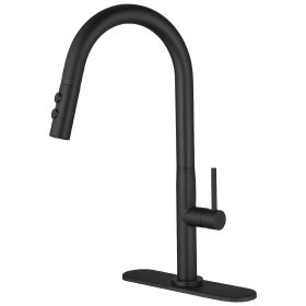 Single Handle Pull Down Sprayer Kitchen Faucet in Brushed Nickel (Color: Matte Black)