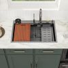 33in. *22in.*10in. Drop In 304 Stainless Steel Workstation Kitchen Sink With Dual Built-in Ledge