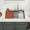 33in. *22in.*10in. Drop In 304 Stainless Steel Workstation Kitchen Sink With Dual Built-in Ledge