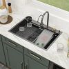 33in. *22in.*10in. Drop In 304 Stainless Steel Workstation Kitchen Sink With Dual Built-in Ledge